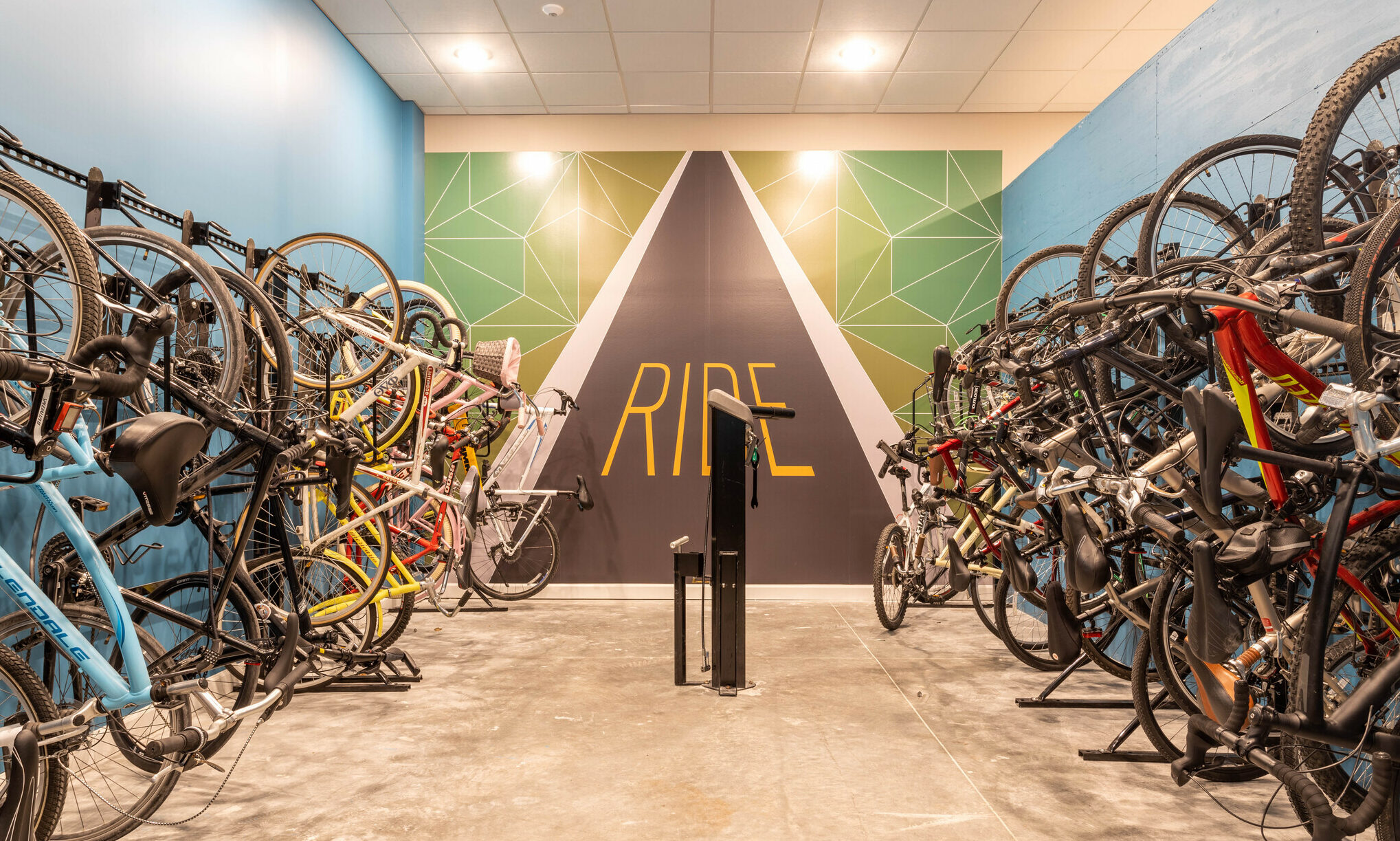 bike rack room at the Flats